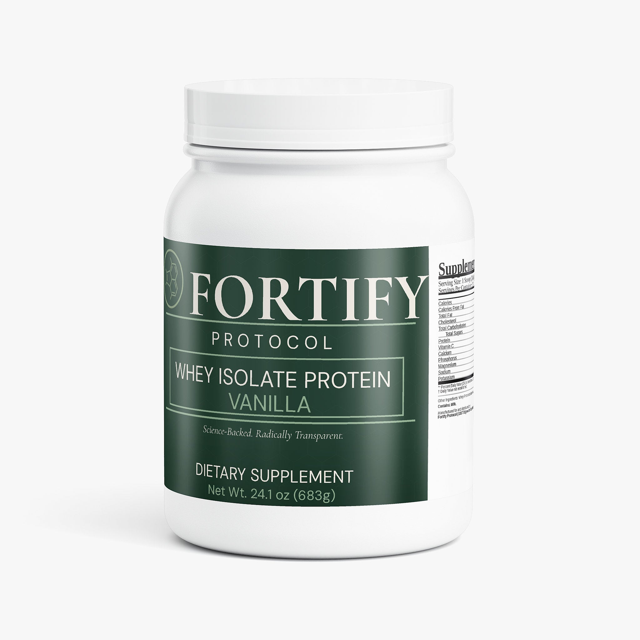 Fortify Protocol Whey Protein Isolate Vanilla - Front View